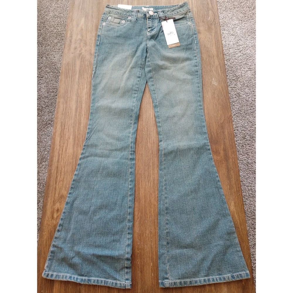 So Wear It Declare It Flare Stretch Flap Pocket Blue Jean Juniors Size 0 NWT $30